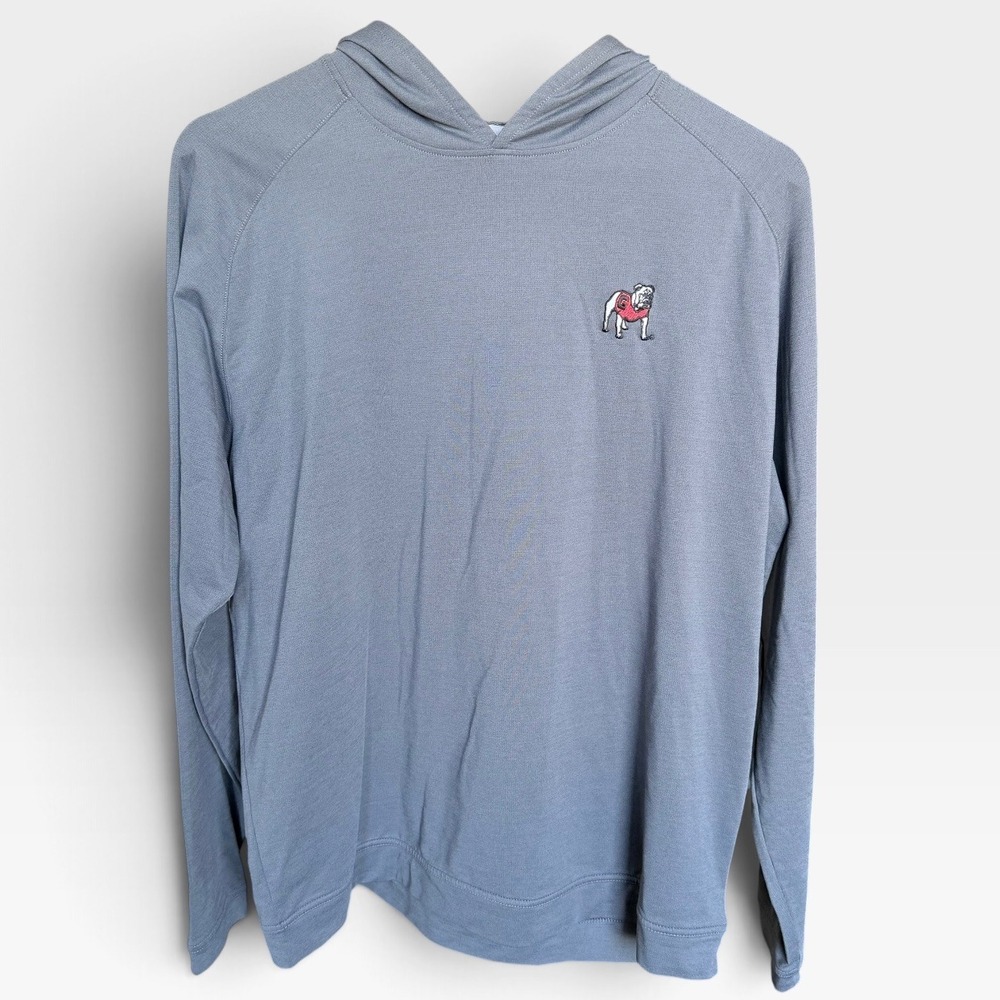 Peter Millar L Georgia Bulldogs Pine Performance Hoodie Sea Island Grey Pullover